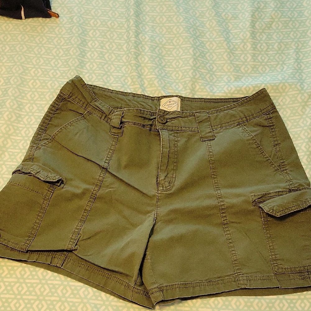 St. John's Bay Green Cargo Shorts Classic Style